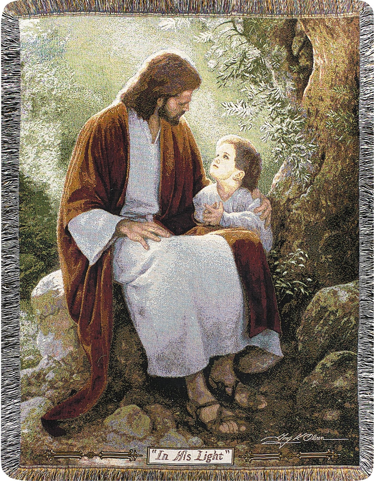 Manual Inspirational 50 x 60-Inch Tapestry Throw, In His Light