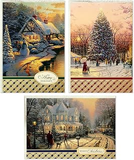 Boxed Christmas Cards with Snowy Scenes, 3 Designs