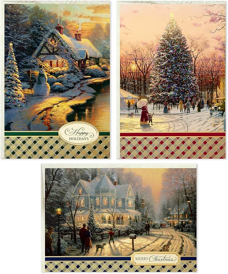Boxed Christmas Cards with Snowy Scenes, 3 Designs