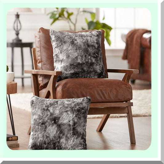 Luxury Gray Wolf Decorative Pillow Covers - Plush Sofa & Bed Throw Pillow Cases - Set of 2, 18x18 Inches - Premium Quality Home Decor Accessory