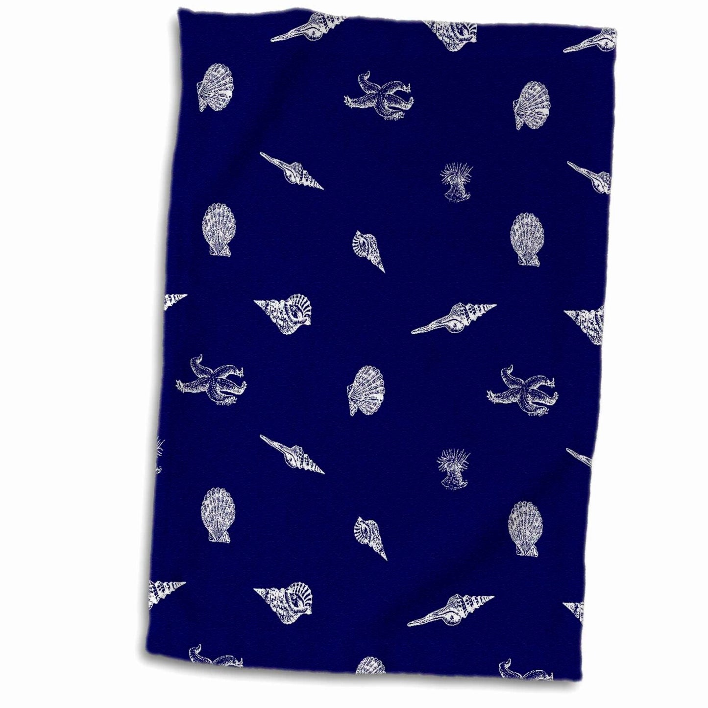 Nautical Navy Blue and White Starfish Towel 15x22