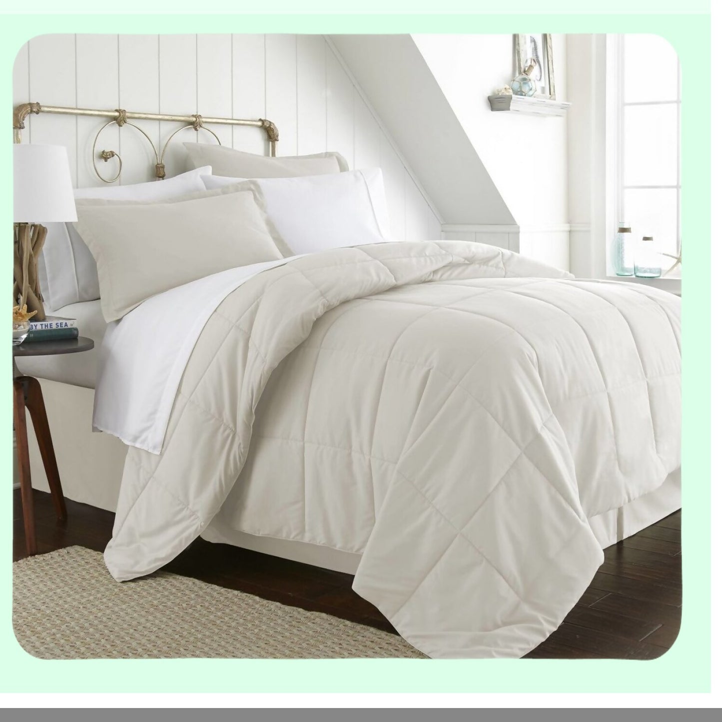 Luxury Ivory 8-Piece Bedding Set - Complete Bed in a Bag Ensemble with Multi-Pattern Design - Soft and Cozy Bedroom Decor - Queen/King Size