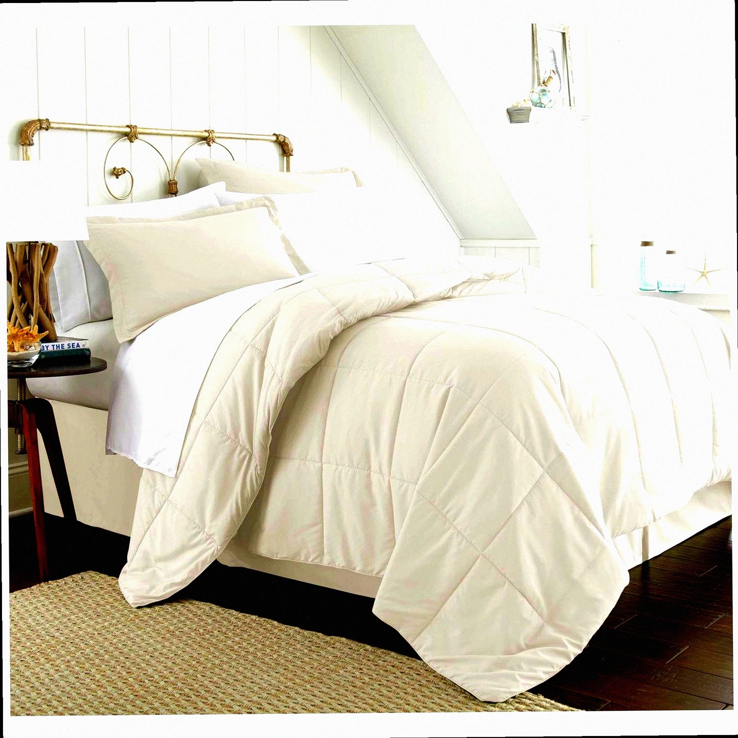 Luxury Ivory 8-Piece Bedding Set - Complete Bed in a Bag Ensemble with Multi-Pattern Design - Soft and Cozy Bedroom Decor - Queen/King Size