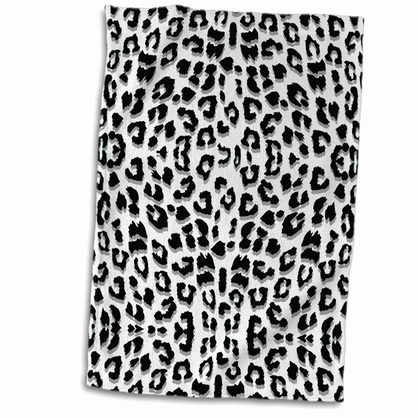 3D Rose Snow Leopard Animal Print Towel 15" x 22"