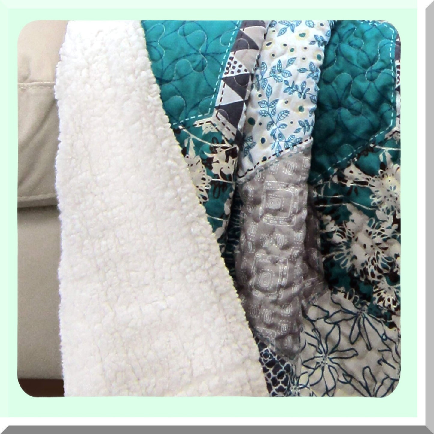 HexaHaven Reversible Throw - Colorful Patchwork Blanket, Turquoise, 60 x 50"