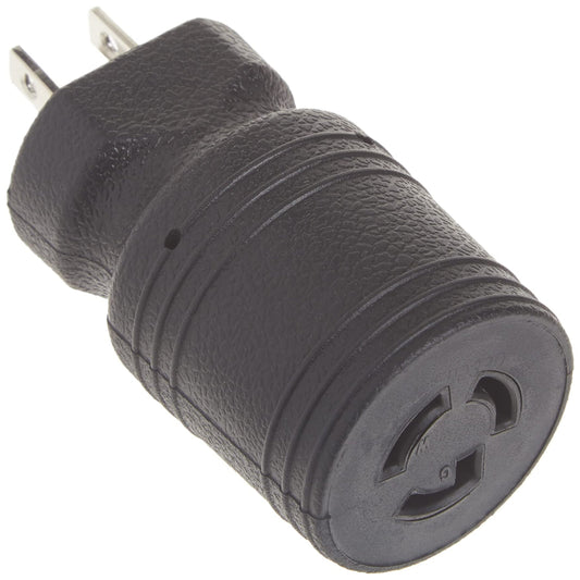 Locking Adapter 3 Prong Male to 15 Amp Female Connector NEMA 5-15P L5-15R Black
