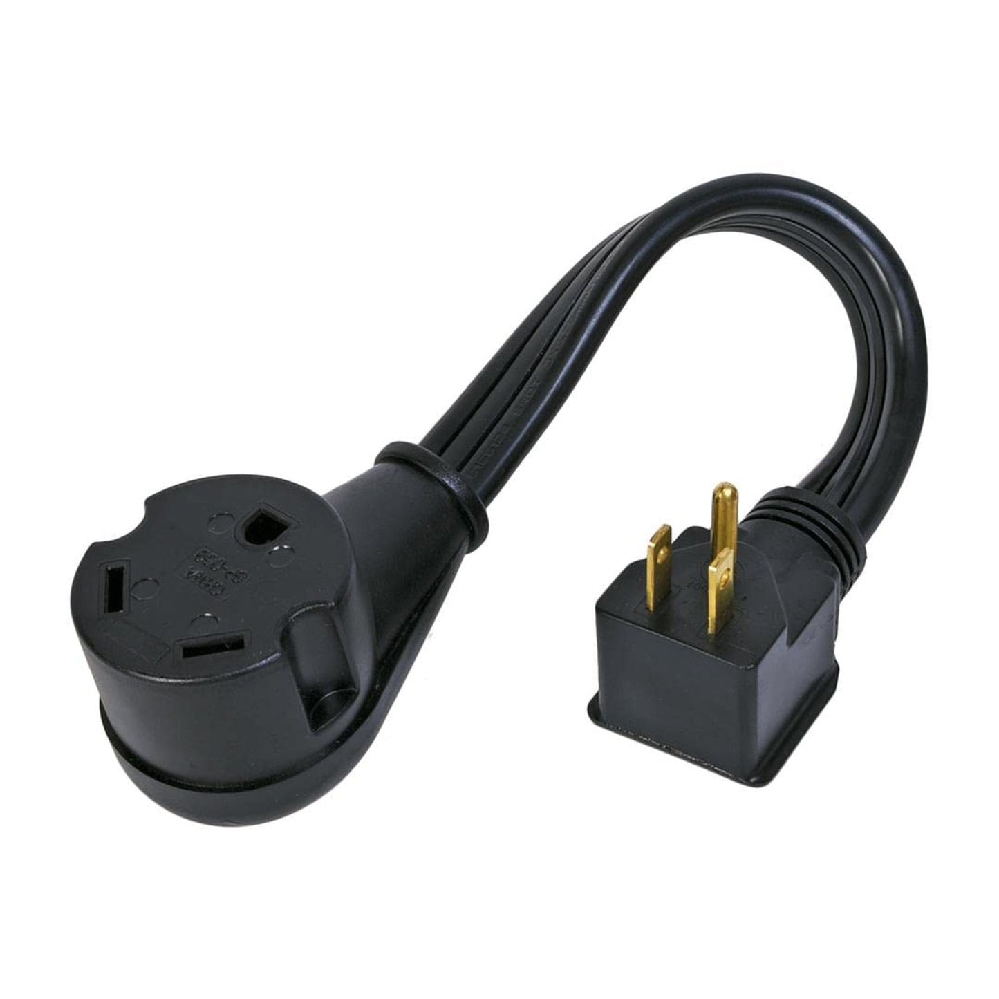 30-Amp to 15-Amp Flatwire Power Cord Adapter for Generators, 12-Inch