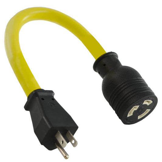 1-Foot Generator Adapter 15-Amp U.S. Plug to 30-Amp Locking Connector Yellow