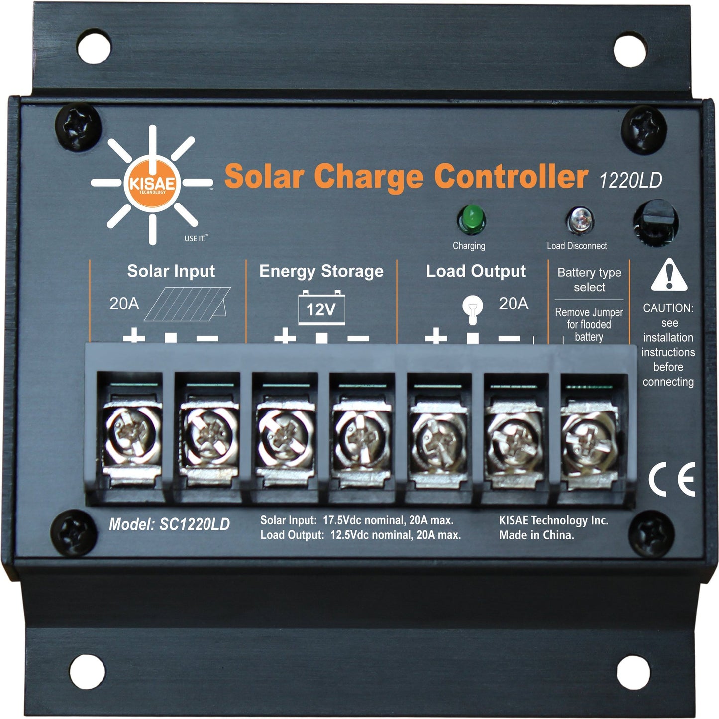 Smart 20 Amp Solar Charge Controller with Load Disconnect Functionality