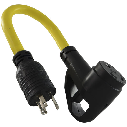 1.5-Feet RV Generator Adapter for L5-20P Locking Plug to 30-Amp Connector