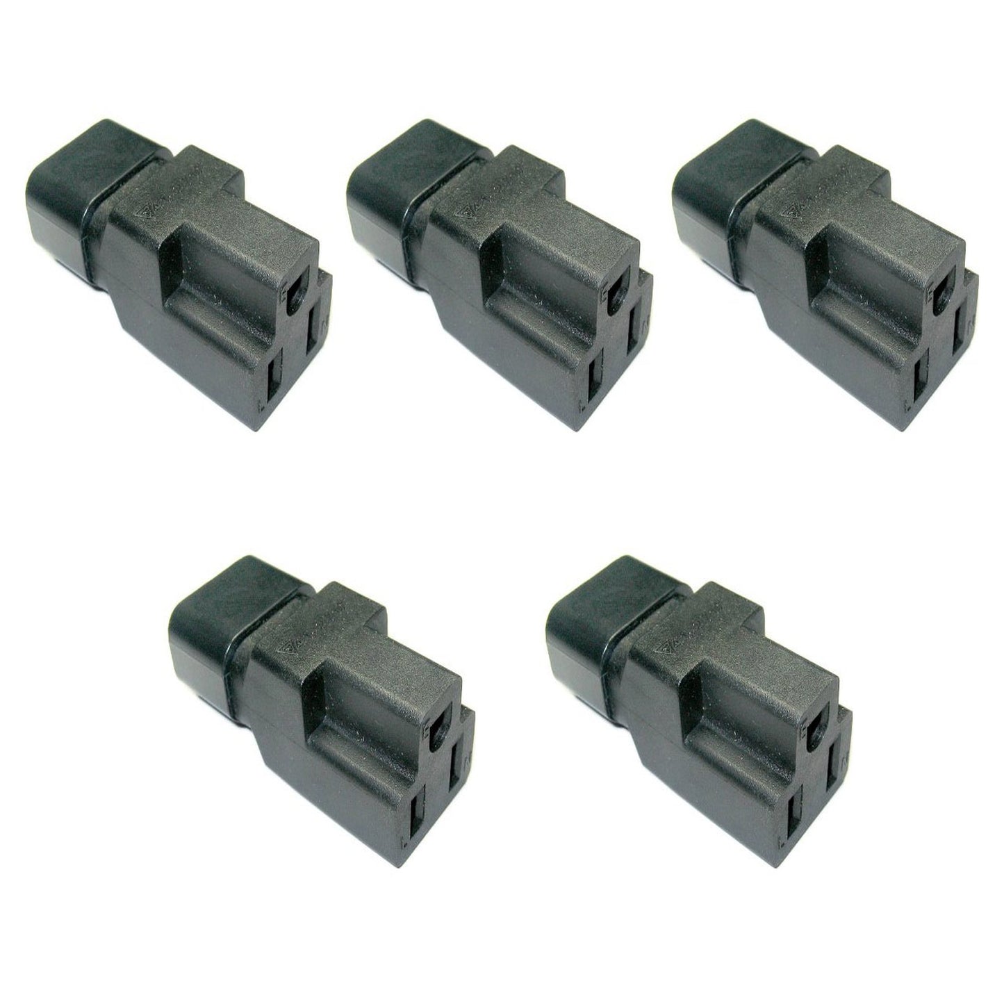 IEC C14 to NEMA 5-15R Plug Adapter Set for 10Amp Devices, 5 Pack