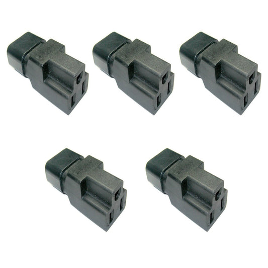 IEC C14 to NEMA 5-15R Plug Adapter Set for 10Amp Devices, 5 Pack