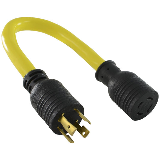 30-Amp Locking Plug and 20-Amp Connector Adapter Cord for Versatile Power Solutions