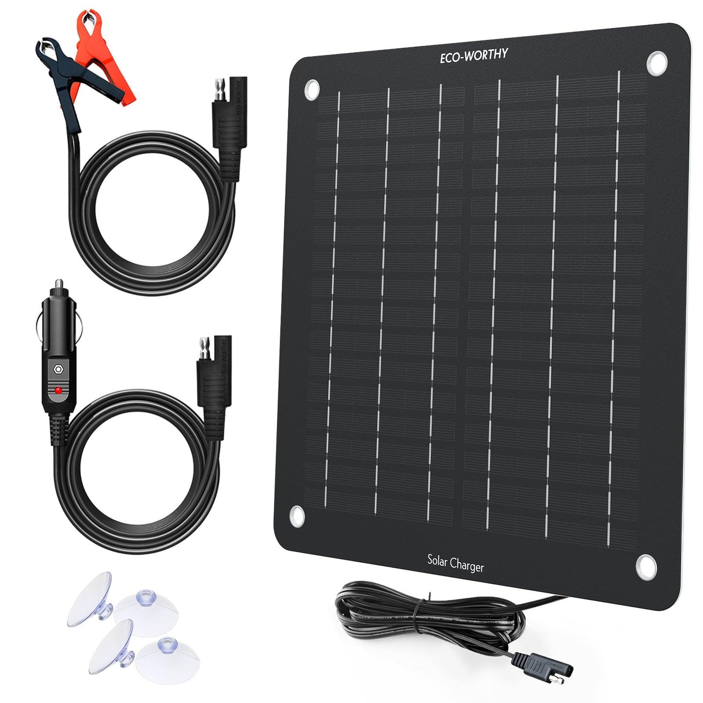 Solar Trickle Charger 5W Panel for 12V Battery Maintenance and Power