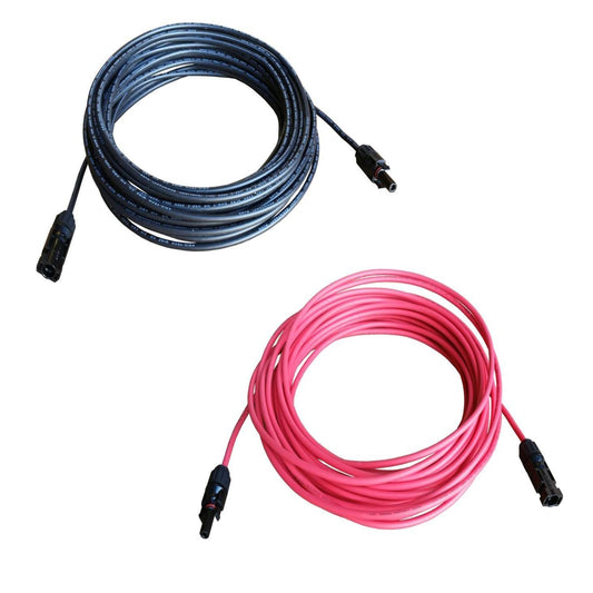 Dual 50ft 10 AWG Solar Panel Extension Cable Set with Connectors