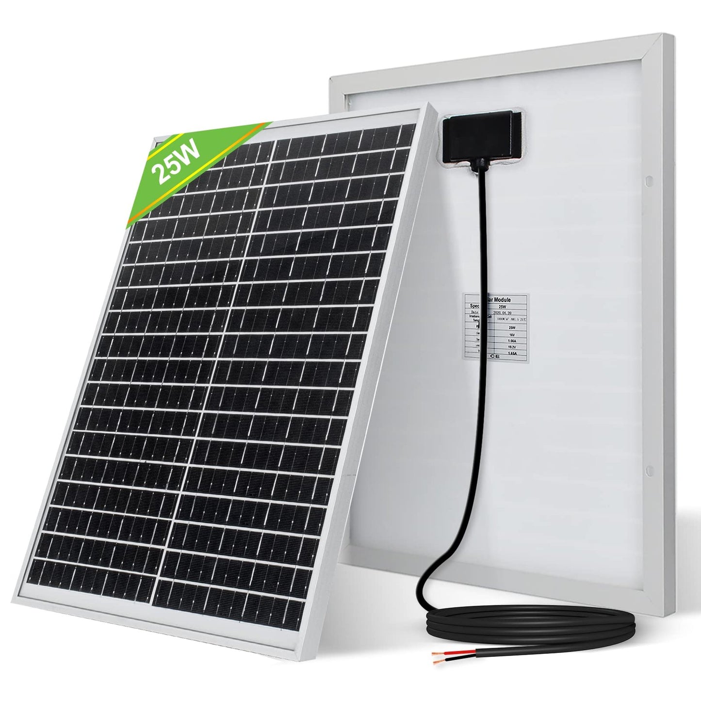 25W Monocrystalline Waterproof Solar Panel for 12V Battery Charging
