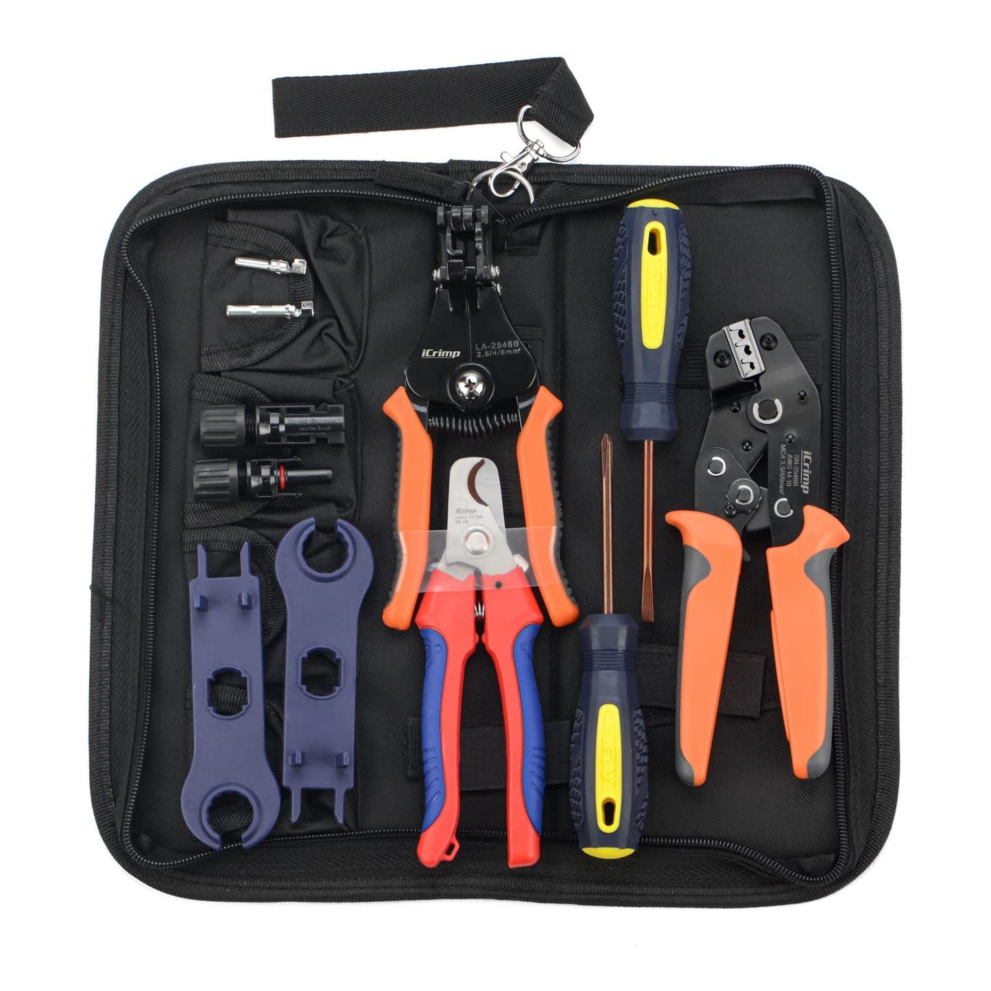 Solar Crimping Tool Kit with Stripper, Cutter, Spanner, and Connectors
