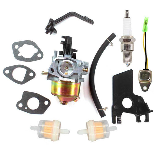 Generator Carburetor Kit with Insulator Gasket, Fuel Filter, and Spark Plug
