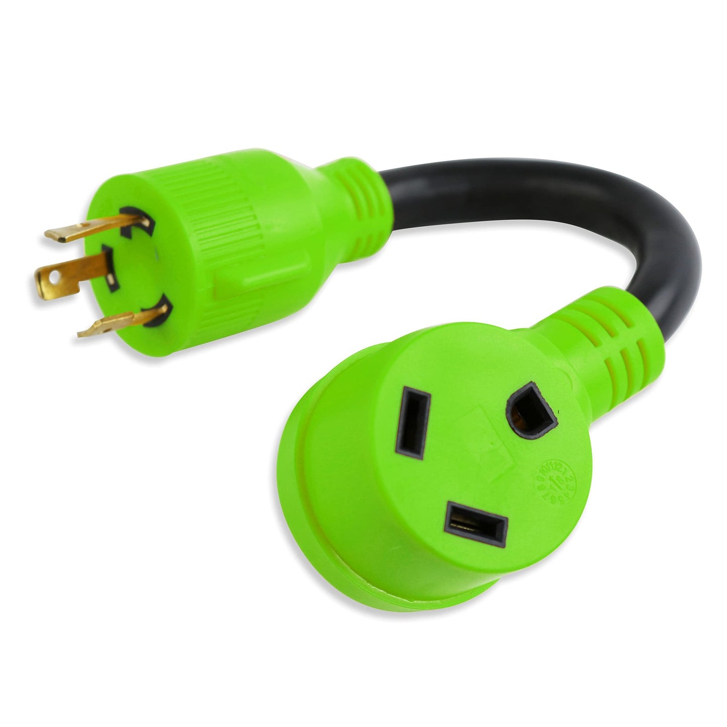 RV PowerLink 12" L5-30 AMP Locking Plug to TT-30 Adapter with Grip