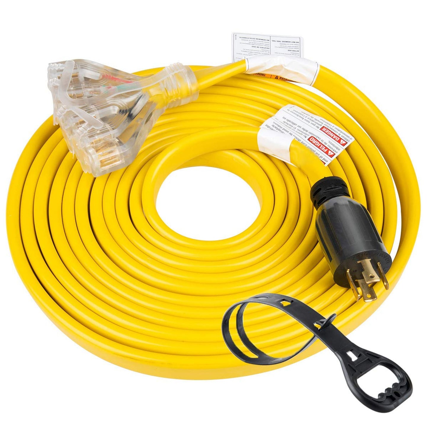 25 Feet Heavy Duty Generator Adapter Cord for NEMA L14-30P to 4x5-20R