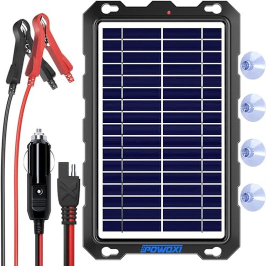 Portable 7.5W Solar Battery Trickle Charger for 12V Vehicles and Equipment