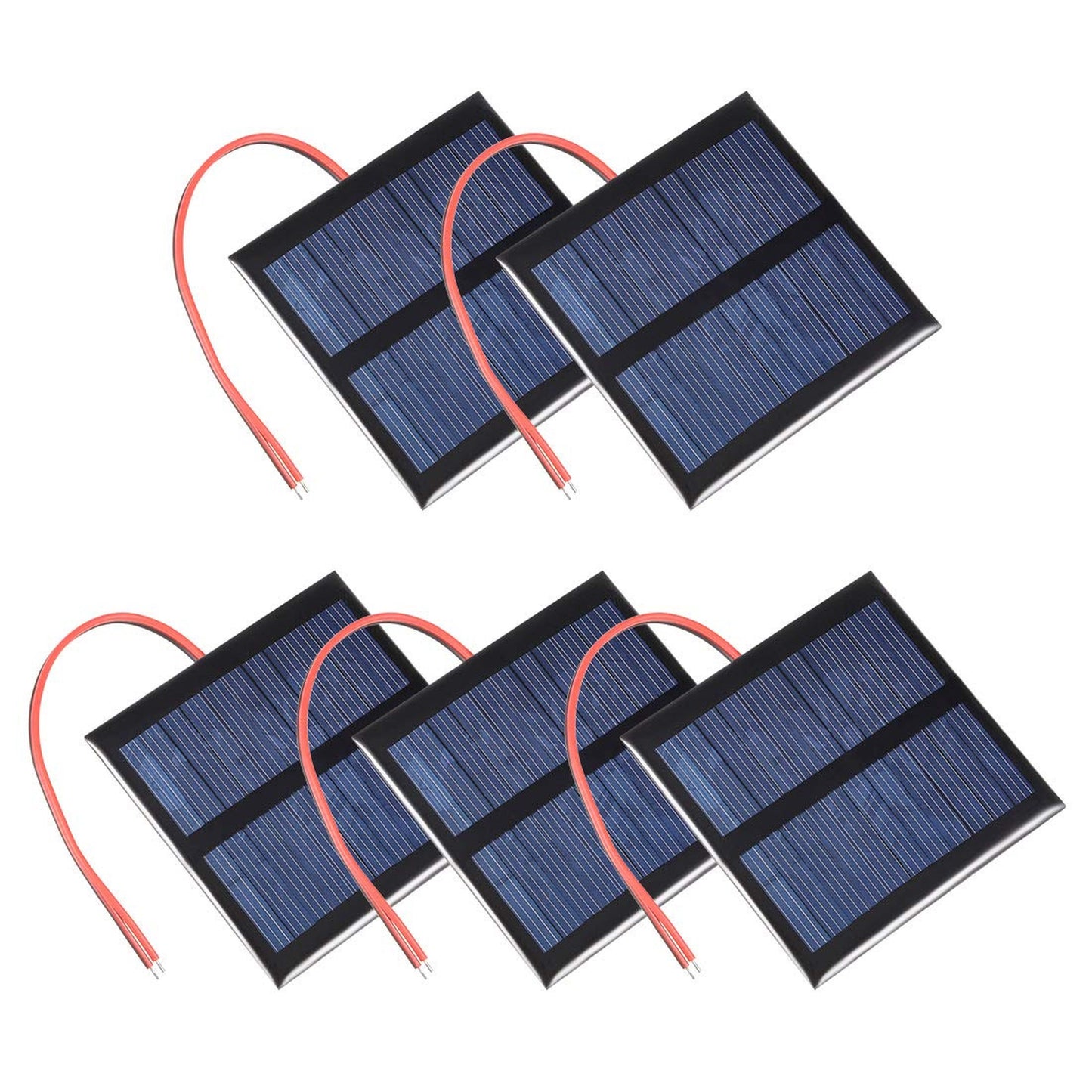 Compact 5Pcs 0.6W 5.5V Solar Panel Kit for DIY Projects with 100mm Wire