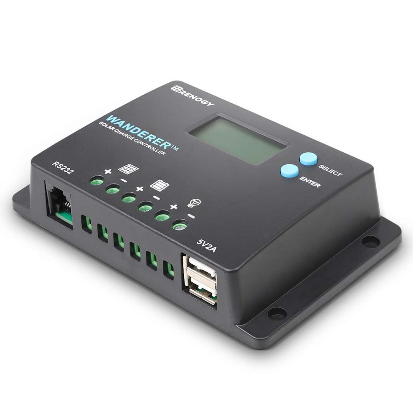 Compact 10 Amp PWM Solar Charge Controller with LCD for All Battery Types