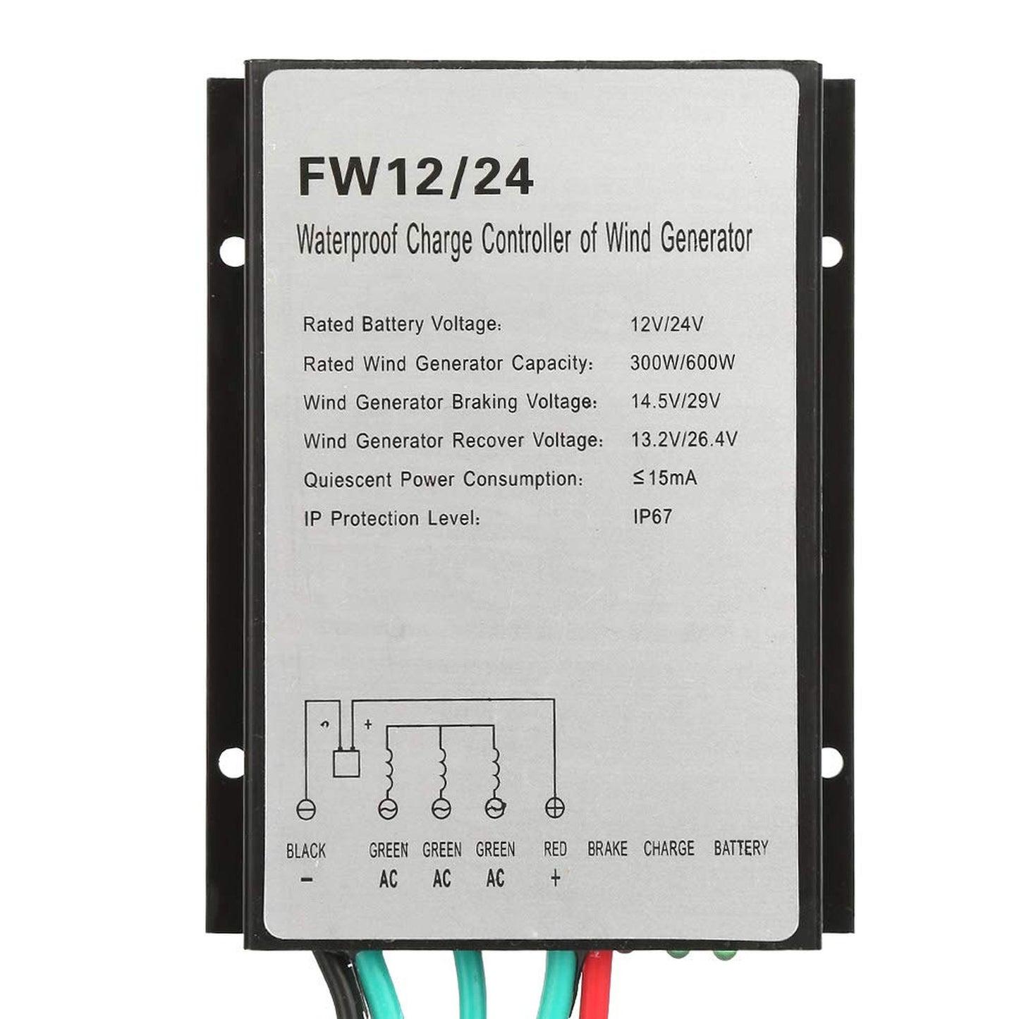 Smart Wind Power Regulator for 12V/24V Turbines, Waterproof Controller 300W/600W