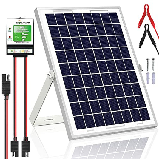 10W Solar Charger Kit with 8A Controller for 12V Batteries and Vehicles