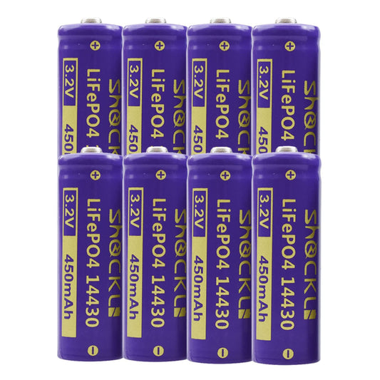 8-Pack 3.2V 450mAh LiFePo4 Rechargeable Solar Batteries for Garden Lights