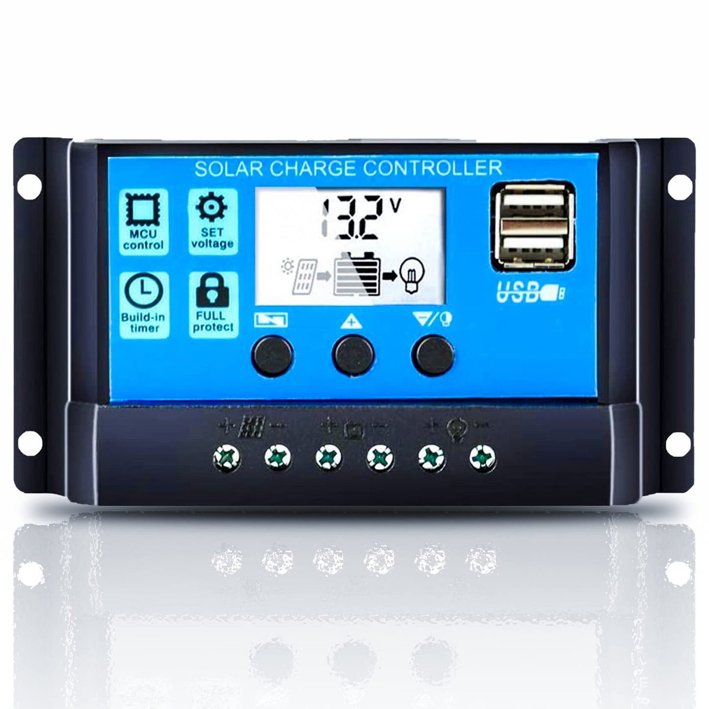 Smart Solar Charge Controller with USB and LCD for 12V/24V Batteries