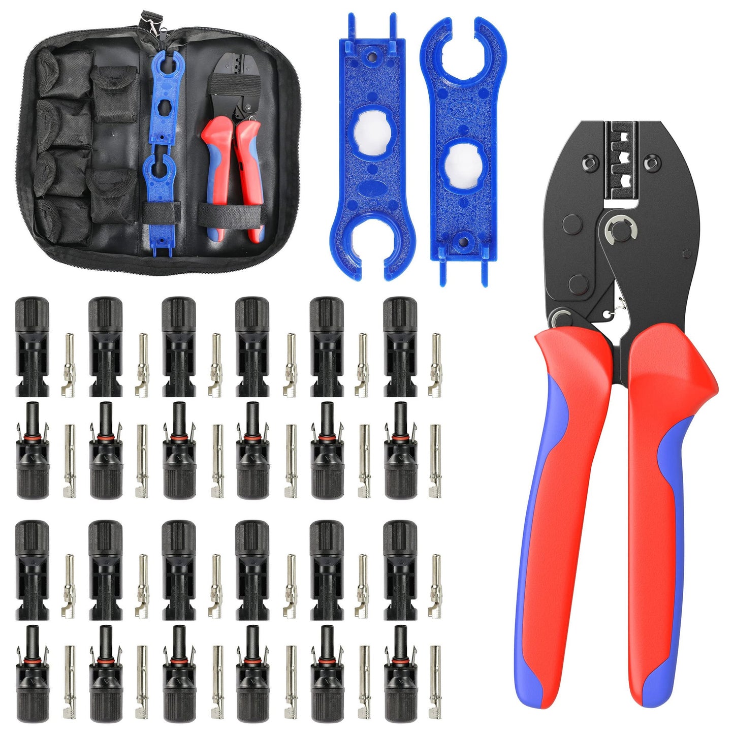 Solar Crimping Tool Kit with 51 PCS Connectors for Efficient Wiring Solutions