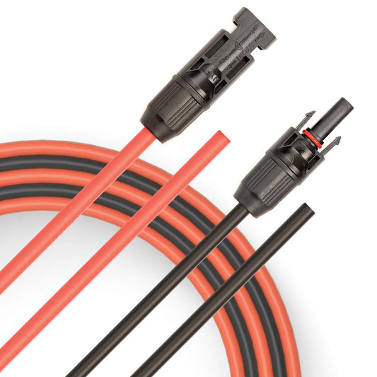 SolarFlex 10AWG Extension Cable Set with PV Connectors 6FT Red & Black