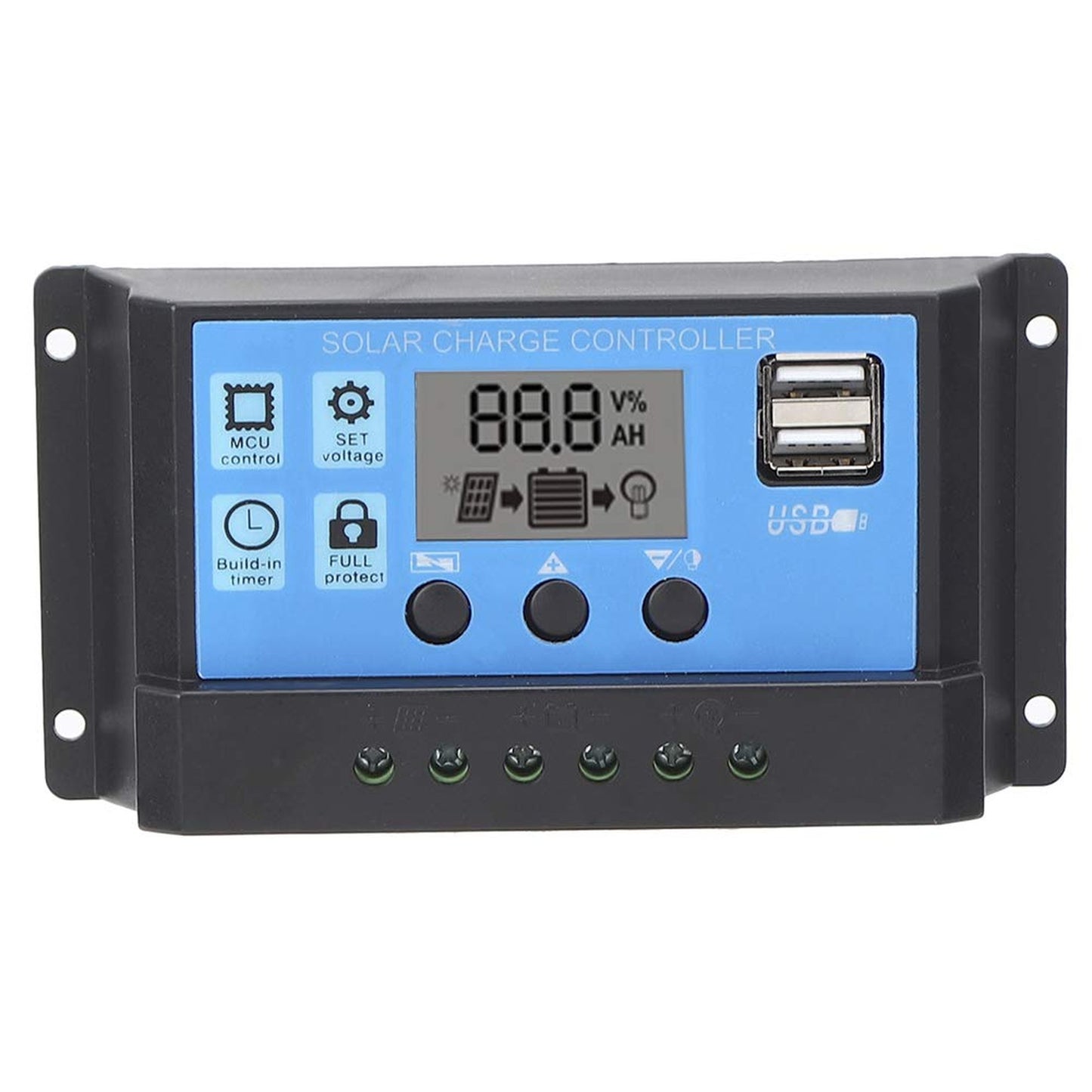 Smart Solar Charge Controller with Dual USB and Automatic Load Detection 30A