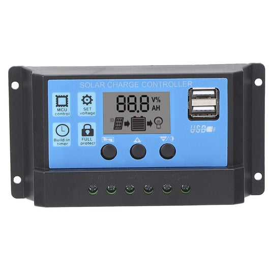 Smart Solar Charge Controller with Dual USB and Automatic Load Detection 30A