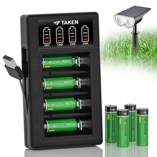 Solar Power 3.2V Rechargeable 14430 Battery Pack with 4-Port Charger