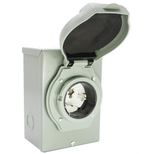 50 Amp NEMA SS Generator Inlet Box for 3 Prong Outdoor Power Connection