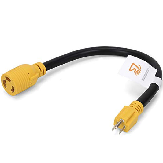 20 Inch Power Cord Adapter 15Amp Male to 30Amp Twist Lock Female