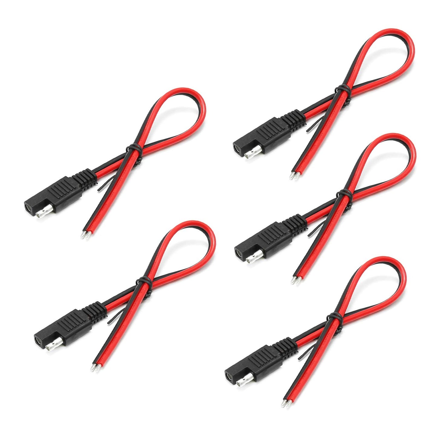 SAE Quick Connect Disconnect Plug Set for Motorcycles and Solar 1ft 5Pack