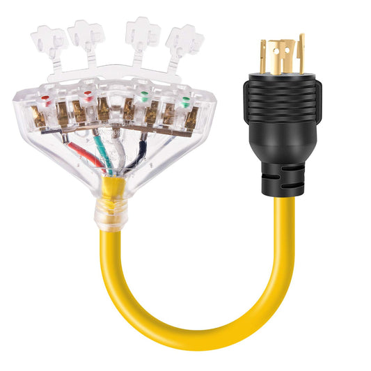 30 Amp to 15 Amp Generator Power Cord Adapter with Dust Protection Caps