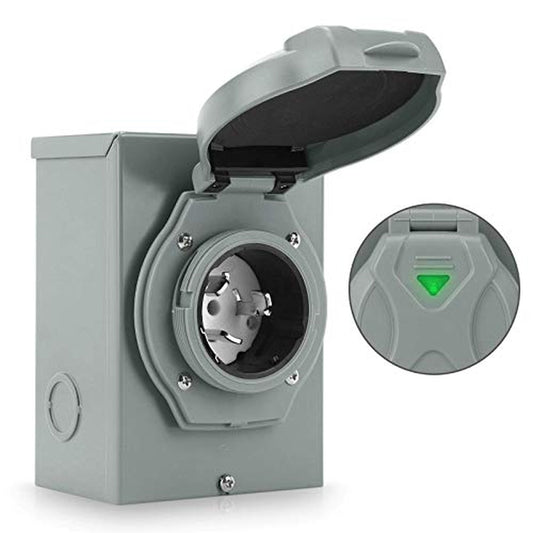 50 Amp Weatherproof Generator Power Inlet Box for Outdoor Use