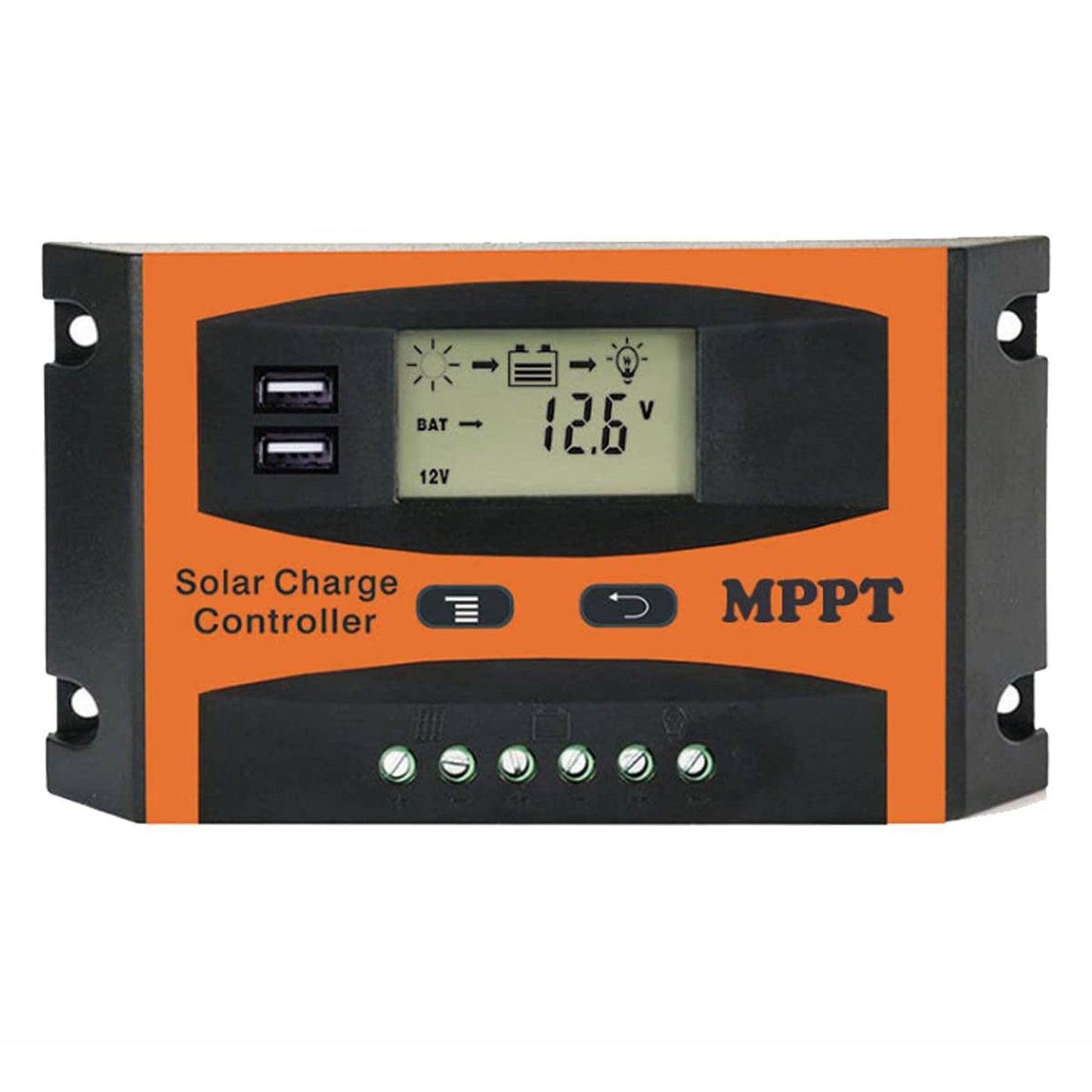 Smart MPPT Solar Charge Controller with Dual USB and LCD Display