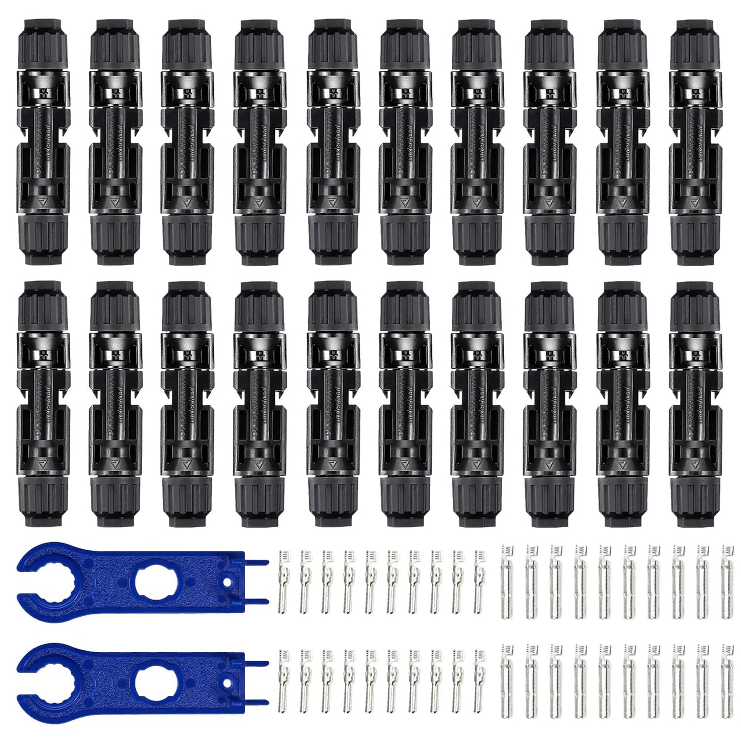 Solar Panel Connector Kit with 20 Pairs of Durable PPO Connectors and Wrenches