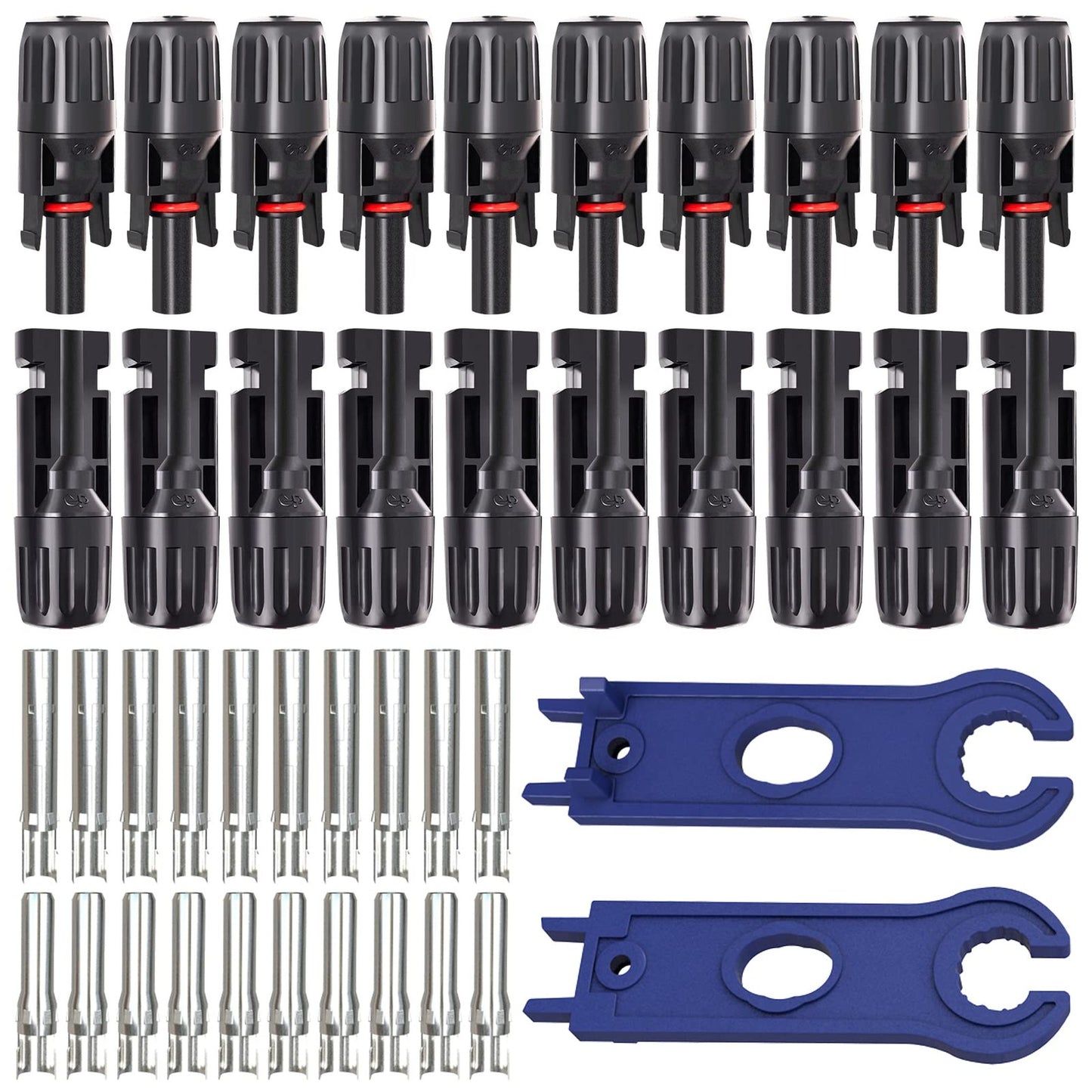 Solar Connector Kit with Dual Spanners, IP67 Waterproof, 10 Pairs 1000V 30A