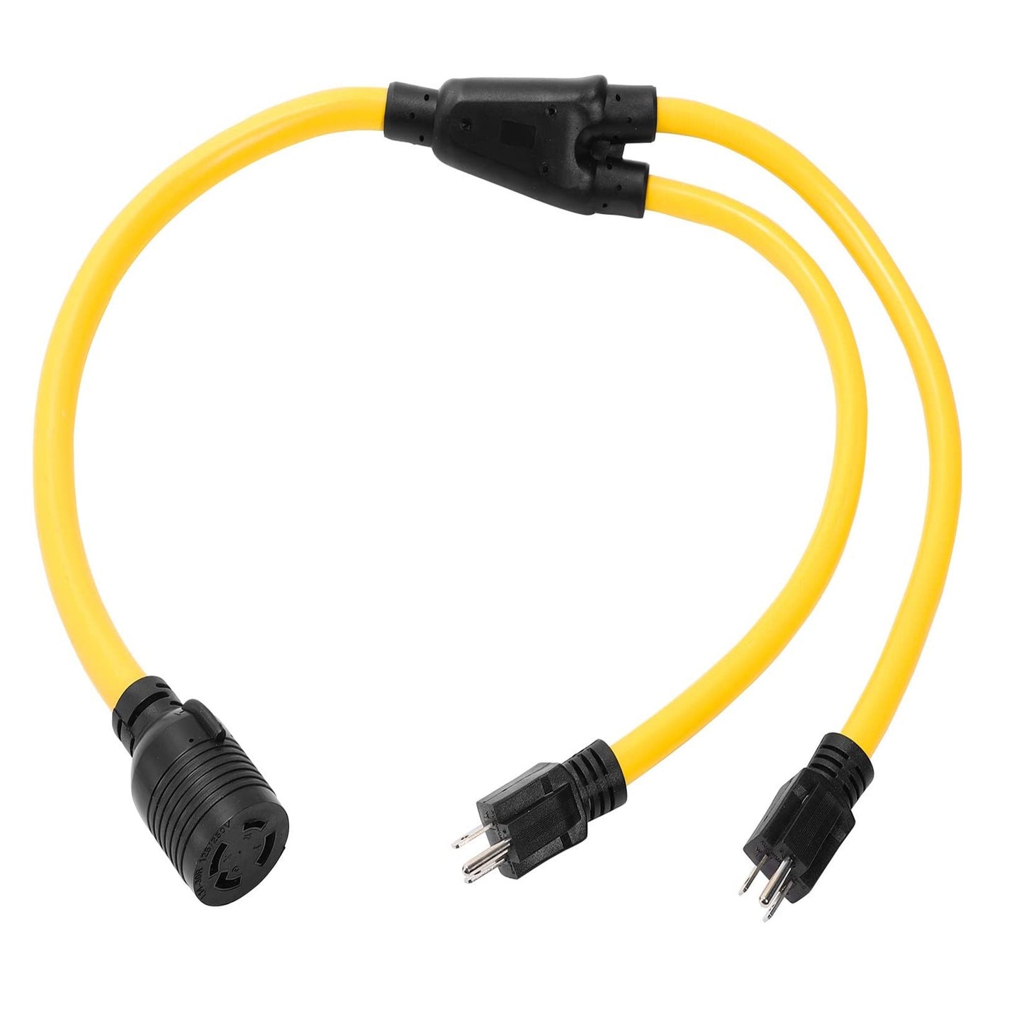 NEMA 2 Port 5-15P to L14-30R Twist Lock Power Cord Adapter 30 Amp 3ft
