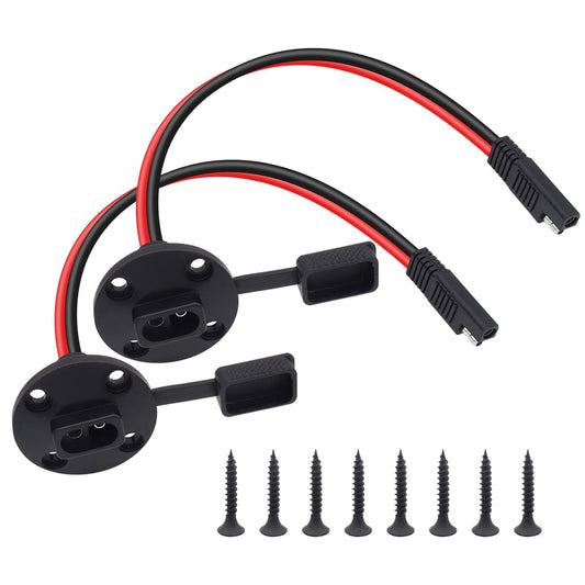 Dual 11.8inch 10AWG SAE Power Socket Cable Set for Solar Generators