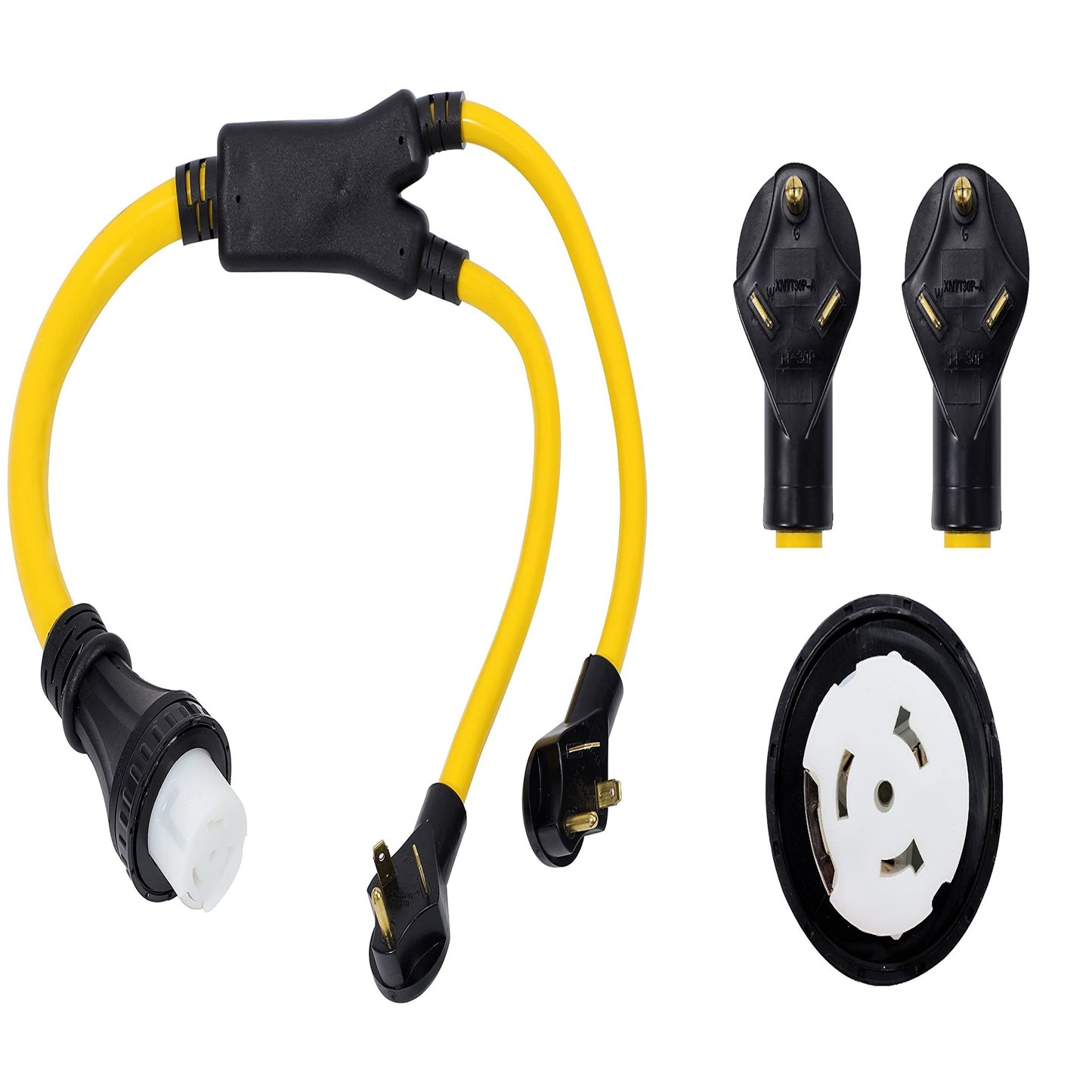 NEMA 2 Port TT-30P to SS2-50R Power Cord Adapter for Generators and Welders