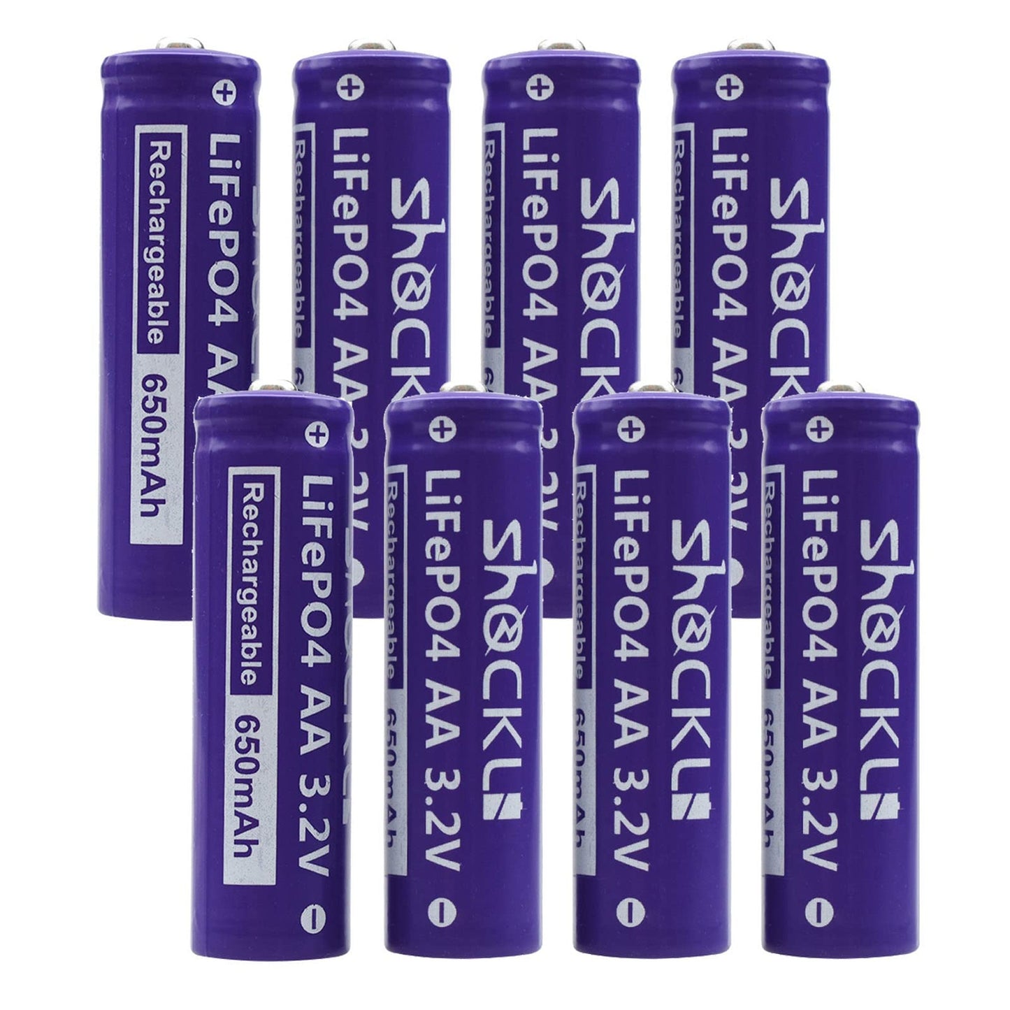 8-Pack 3.2V LiFePo4 Rechargeable AA Batteries for Solar Garden Lights