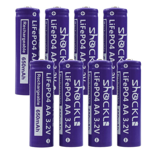 8-Pack 3.2V LiFePo4 Rechargeable AA Batteries for Solar Garden Lights