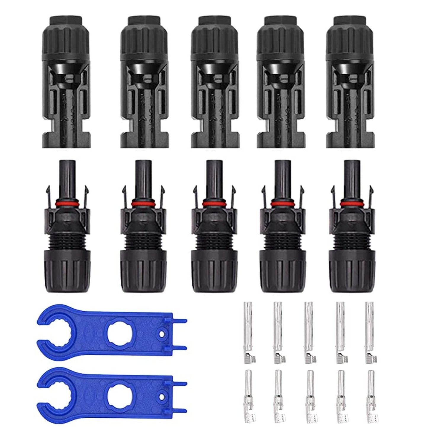 Solar Connector Kit - 5 Pairs M-C-4 Waterproof Cable Connectors with Tools